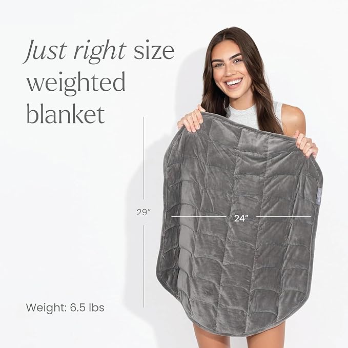 nodpod Body 6.5lb Patented Compact Weighted Blanket | Perfect for Relaxation, Lounging, Napping, Sleeping & Travel, Glass Bead Filled, Machine Washable, 29" x 24", Elephant Gray