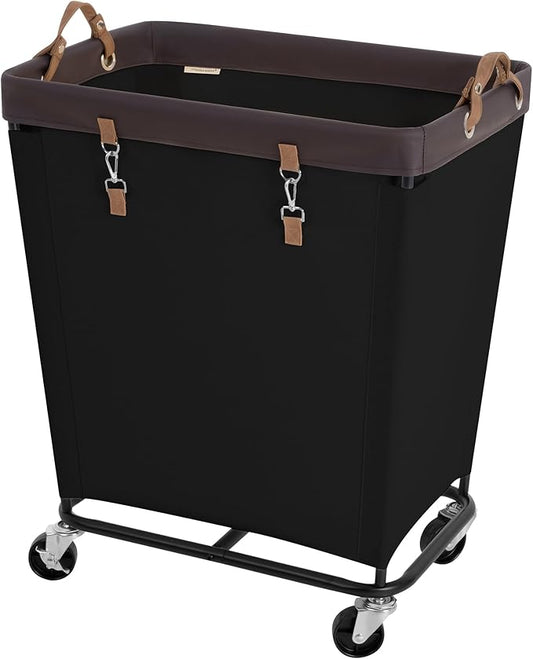 StorageWorks 210L Laundry Basket with Wheels, Rolling Hampers for Clothing | Large Black Laundry Basket with Wheels & Handles, Rolling Cart for Bedroom, Bathroom, Dorm, Hotel