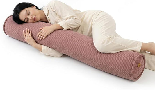 Bolster Pillow for Bed, Small Body Pillow with Long Round Cylinder Design, Couch Roll Pillow for Side Sleepers, Supportive Tube Pillow,47 x 7.87 Inches,Brick Brown