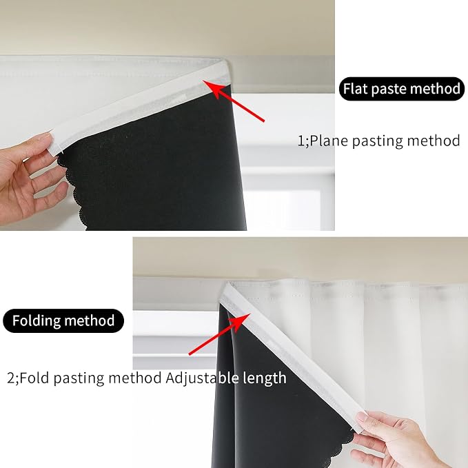 AJAZZ 100% Blackout Self Adhesive Curtains Small Window Short Temporary Black Out Curtains Easy to Install Used for Bedroom Kitchen Window Cover (White, 35" W x 59" L 1 Panel)