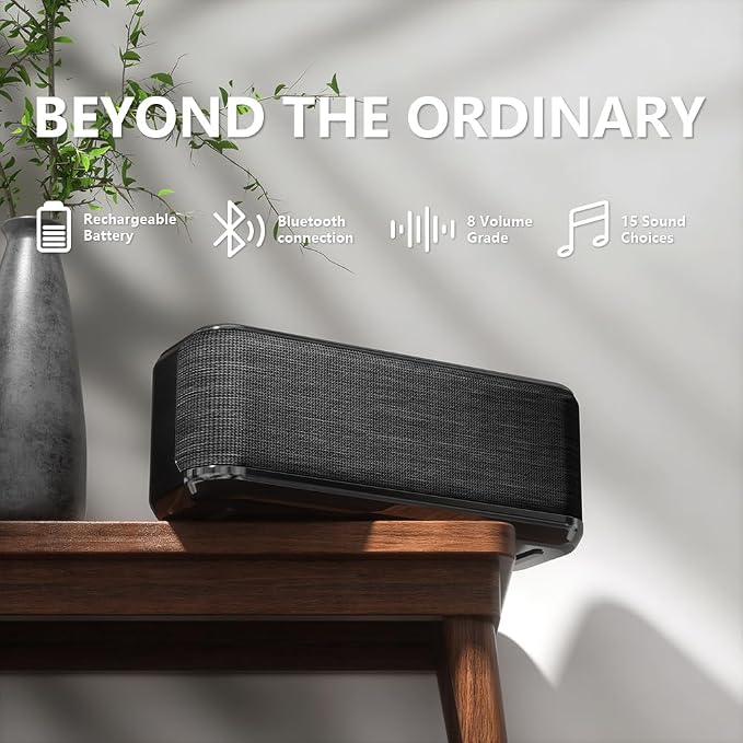 Rechargeable Sound Machine with Bluetooth Speaker, White Noise for Sleep | 15 Soothing Sounds, 3000mAh Type-C Rechargeable Battery, 30/60/120-Minute Auto-Off Timer, Memory and Portable Design