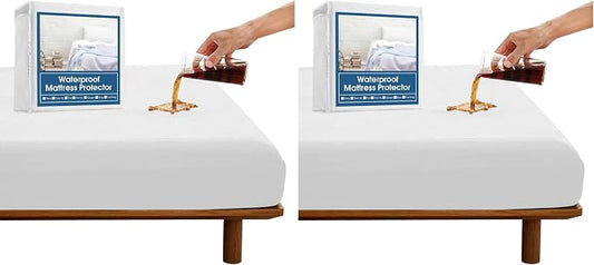 SPRINGSPIRIT Full Size Waterproof Mattress Protector, Full Mattress Cover Pad Waterproof with Deep Pocket up to 14’’, Bed Fitted Sheet (Pack of 2)