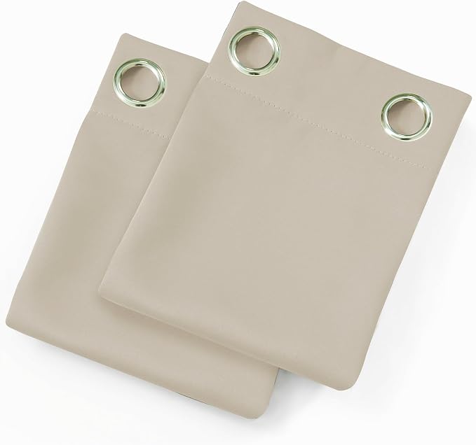 Light Beige Blackout Curtains 34 x 54 Inch Length/Set of 2 Curtain Panels/Thermal Insulated Room Darkening Blackout Curtains for Bedroom