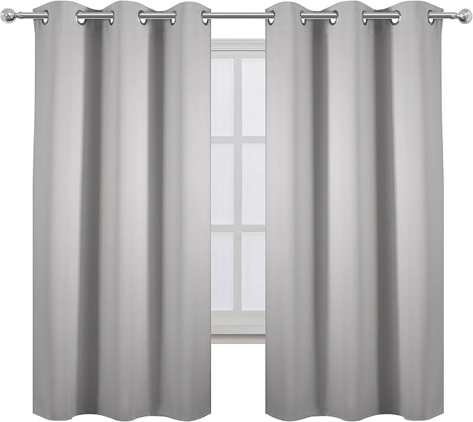 Light Grey Blackout Curtains 34 x 54 Inch Length/Set of 2 Curtain Panels/Thermal Insulated Room Darkening Blackout Curtains for Bedroom