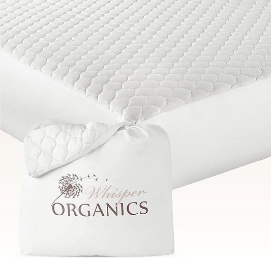 100% Cotton Organic Mattress Pad - Breathable & Cooling Mattress Protector Twin Size - Premium 300GSM Quilted and Machine Washable - Fairtrade & GOTS Certified Bed Protector (White, Twin)
