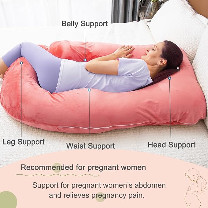 60 Inch Pregnancy Pillow for Sleeping (RED) | Extra Large U Shaped Body Pillow, Maternity Pillow for Pregnant Women