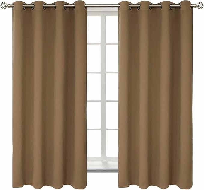 BGment Taupe Blackout Curtains for Bedroom 63 Inch Long - 2 Panels | Grommet Top, Black Out, Room Darkening, Sunblock, Thermal Insulated, Window Drapes for Kids Boys Room, 52x63 Inch