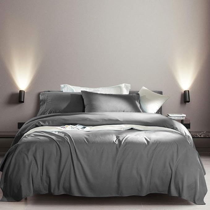 SONORO KATE Bed Sheet Set Super Soft Microfiber 1800 Series Luxury Egyptian Sheets Fit 18-24 Inch Deep Pocket Mattress Wrinkle-6 Piece (Dark Grey, California King)