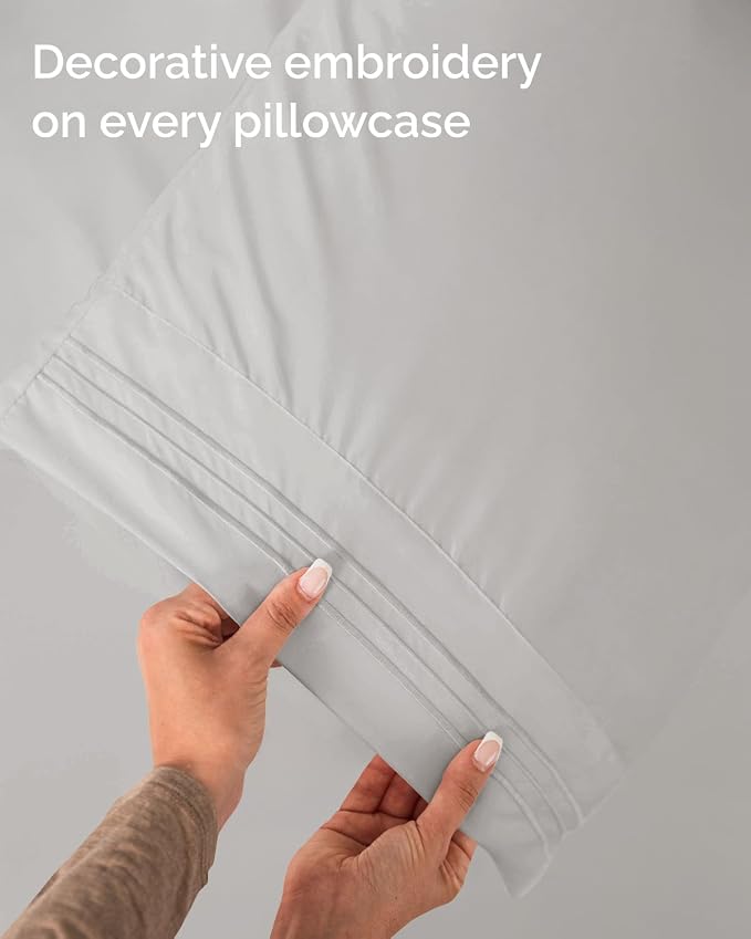 Twin Size 3 Piece Sheet Set - Breathable & Cooling Sheets - French Grey | Hotel Luxury Bed Sheets for Women & Men, Deep Pockets, Easy-Fit, Extra Soft and Wrinkle Free Sheets, Oeko-Tex Bed Sheet Set