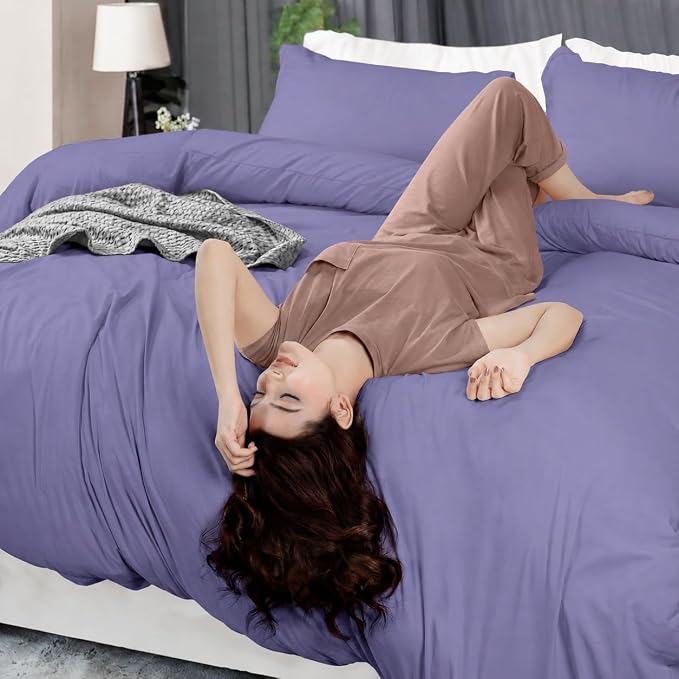 Duvet Cover Queen, 3 Piece Cotton Like Polyester With Zipper Closure, Peri | Extra Soft and Breathable, Wrinkle & Fade Resistant, Includes Duvet Cover and 2 Pillow Shams, Comforter Not Included, OekoTex