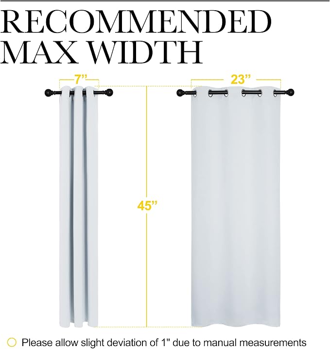 NICETOWN Platinum-Greyish White Blackout Curtains 29" w x 45" Long 2 Panels | Window Treatment Thermal Insulated Grommet Draperies Panels Drapes for Bedroom, Light Blocking Noise Reducing Home Decor