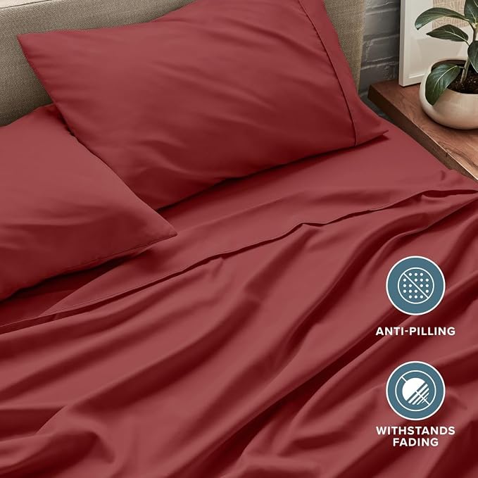 Bare Home Full Sheet Set - 1800 Ultra-Soft (Full, Rosewood) | Deep Pockets 6 to 15 Inches, Breathable, Hypoallergenic, Hotel Luxury, Easy Fit, Soft, All-Season