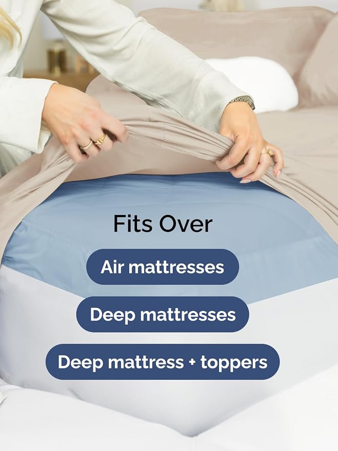 Extra Deep Full Fitted Sheet - Single Fitted Sheet Only - Wheat | Easily Fits 18 inch to 24 inch Mattress, Soft, Wrinkle Free, Breathable & Comfy, Extra Deep Pockets Hotel Luxury Fitted Sheet