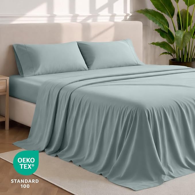 Bare Home King Sheet Set - 1800 Ultra-Soft (King, Sea Spray) | Deep Pockets 6 to 15 Inches, Breathable, Hypoallergenic, Hotel Luxury, Easy Fit, Soft, All-Season