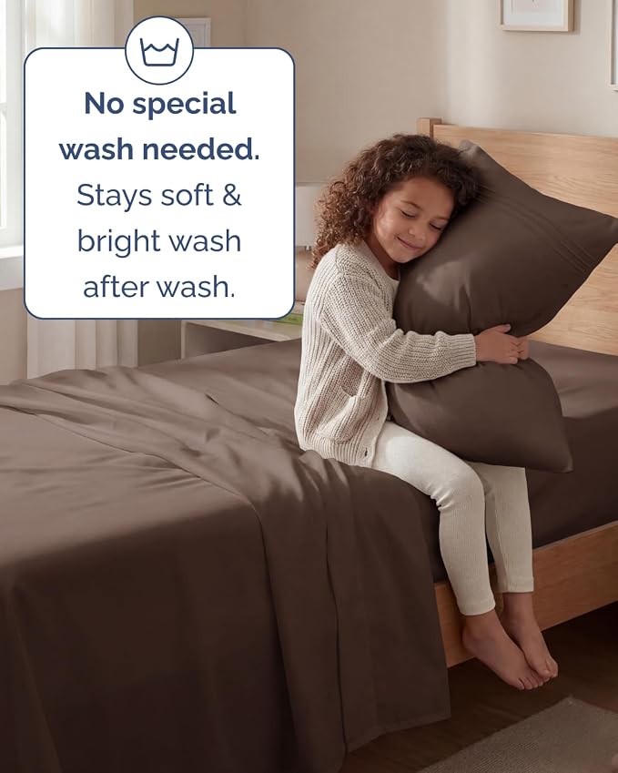 Twin Size 3 Piece Sheet Set - Comfy Breathable & Cooling Sheets - Brown | Hotel Luxury Bed Sheets for Women & Men, Deep Pockets, Easy-Fit, Extra Soft and Wrinkle Free Sheets, Oeko-Tex Bed Sheet Set