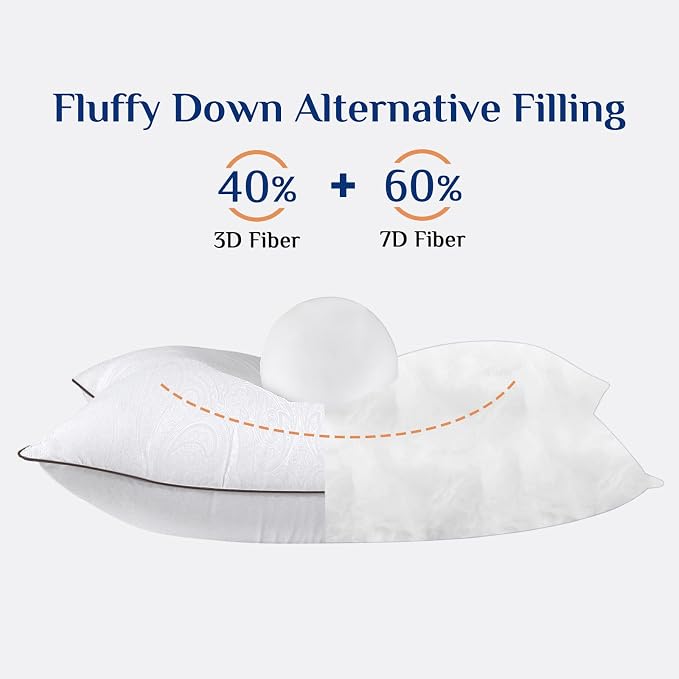 JOLLYVOGUE King Size Pillows Set of 6 for Sleeping, Cooling and Firm Pillows with Oeko-Tex Certified Down Alternative Filling for Side, Back, and Stomach Sleepers, Hotel Collection