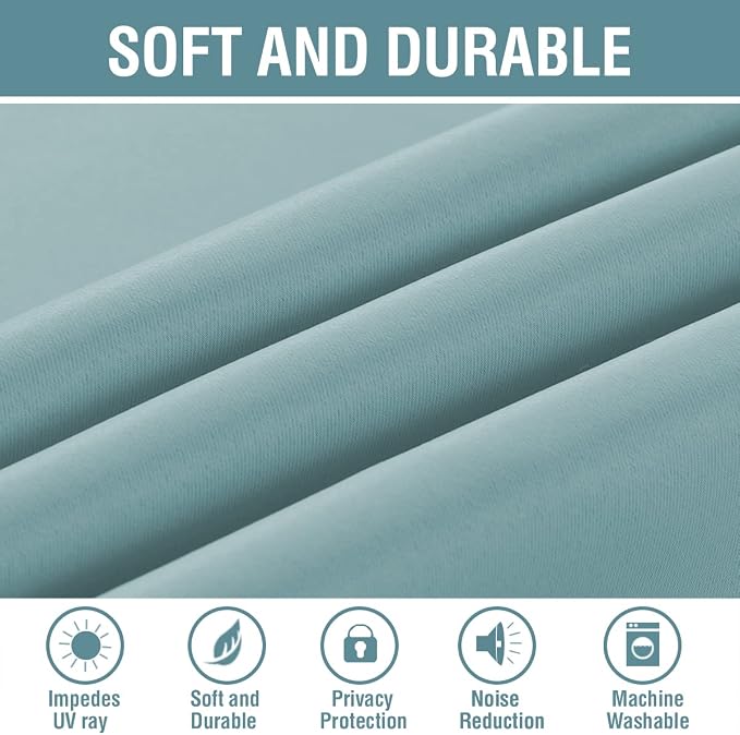 H.VERSAILTEX Blackout Curtain for Living Room Thermal Insulated Window Treatment Curtain Extra Long 96 inch Length Energy Saving Solid Grommet Top Blackout Drape, One Panel, Mineral Blue, 52"W x 96"L