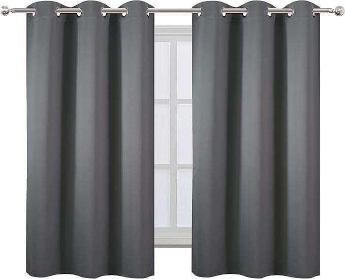 Frost Grey Blackout Curtains, 42 x 54 Inch Length, Set of 2 Panels, Grommet Bedroom & Living Room Curtains