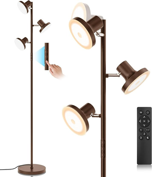 SIBRILLE 36W LED Tree Floor Lamp, Modern Dimmable Standing Lamp with Remote & Touch Control, 4 Color Temperatures, 3 Rotatable LED Light Floor Lamps for Living Room, Bedroom, Office