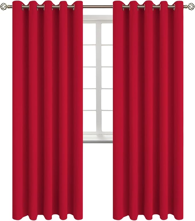 BGment Red Blackout Curtains for Living Room 84 Inch Long - 2 Panels | Grommet Top, Black Out, Room Darkening, Sunblock, Thermal Insulated, Window Drapes for Bedroom, 70x84 Inch