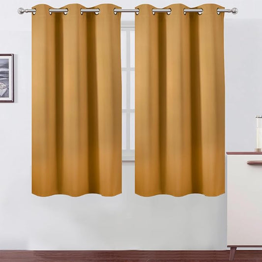 Mustard Yellow Thermal Blackout Curtains/38 x 63 Inch/Set of 2 Panels Room Darkening Curtains for Bedroom