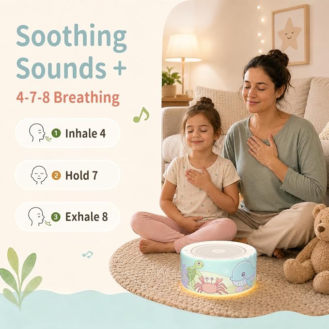 Kipcush White Noise Machine for Baby & Adults, Sleep Sound Machine with 30 Soothing Sounds, 8-Color Night Light, Memory Function, White Noise for Sleeping, Nursery, Office, Travel, Relaxation