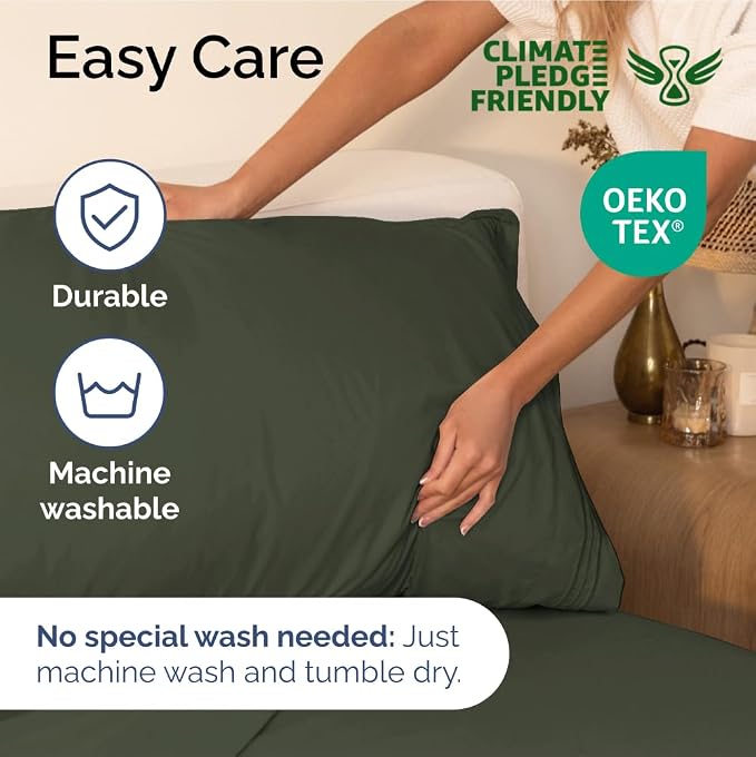 King Size 4 Piece Sheet Set - Ultra Soft & Cooling Sheets - Dark Olive Grey | Fits 8 Inch to 16 inch Mattress, Wrinkle Free & Fade Resistant with Deep Pockets, Breathable, Comfy Hotel Luxury Bedding