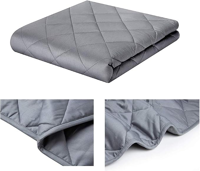 ZZZhen Weighted Blanket - High Breathability - 48''72'' 15LB - Premium Heavy Blankets - Calm Sleeping for Adult and Kids, Durable Quilts Grey, 48''72'' - 15LB