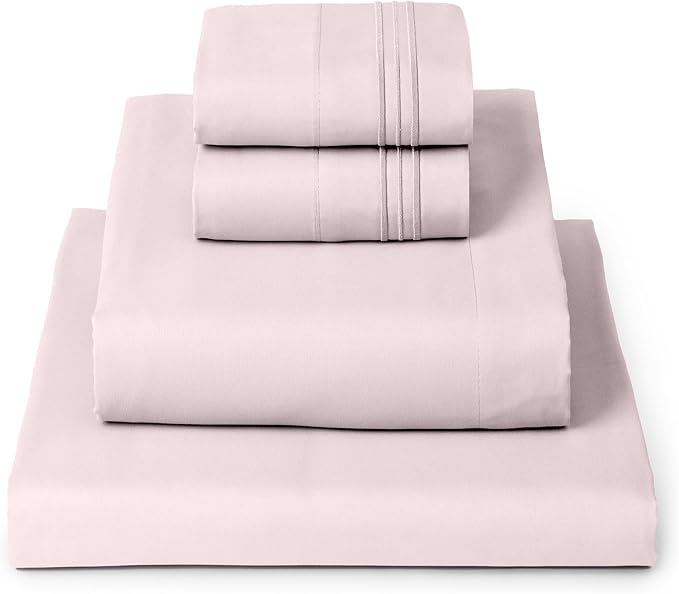 Mellanni Iconic 4-Piece, Ultra Soft Sheet Set (Queen, Blush Pink) | 10M+ Sleepers. Lab-tested: Sleeps Cool, Stays Bright, Strong, Smooth. Good Housekeeping Best Bedding, 7 yrs running.
