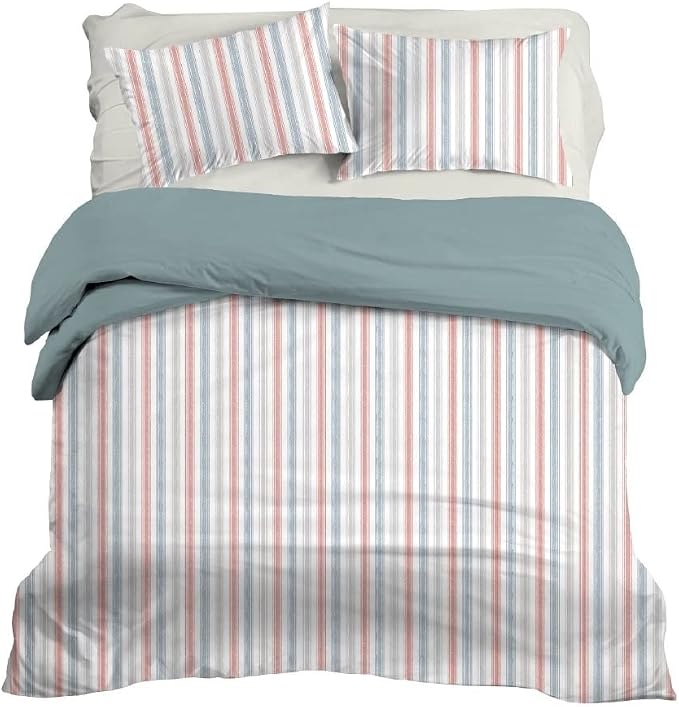 RUVANTI 100% Cotton Percale Sheets Split King Size, Times | Crisp Cooling, Deep Pocket 16", Soft Breathable & Durable, Hotel-Style, 5 Piece Set