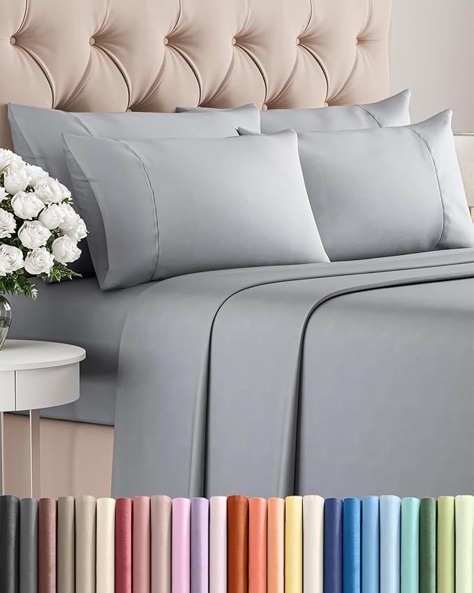 Full 6 Piece Bed Sheet Set - Soft, Breathable & Cooling Sheets - Steel Blue | Ultra-Soft Hotel Luxury Bedding Set with 8-16 Inch Deep Pockets, 1 Flat & 1 Fitted Sheet & 4 Pillowcases, Wrinkle & Fade Free