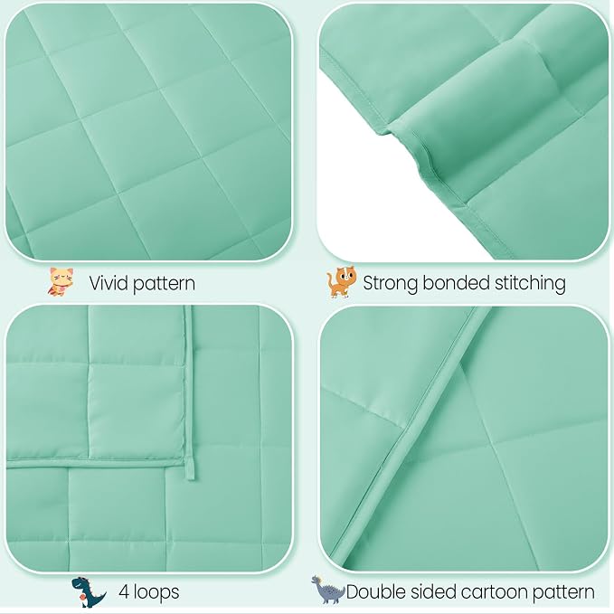 Weighted Blanket - 7 lbs Green Heavy Blanket - Small Size Breathable Lap Blanket(41"x60", 7 lbs)