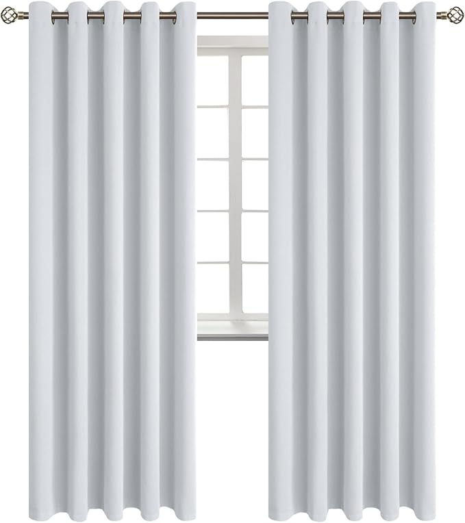 BGment Room Darkening Curtains 84 Inches Long - Grommet Thermal Insulated Drapes Window Treatment Curtains for Bedroom, 2 Panels, 70 x 84 Inch, Greyish White | Grommet Top, Light-Blocking, Sunblock, Thermal Insulated, Window Drapes for Living Room Bedr...