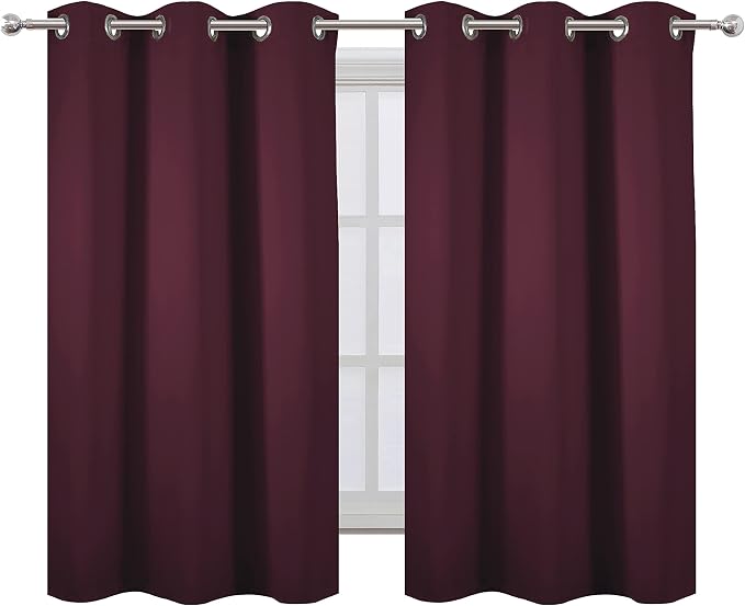 Burgundy Blackout Curtains 38 x 54 Inch Length/Set of 2 Curtain Panels/Thermal Insulated Room Darkening Blackout Curtains for Bedroom