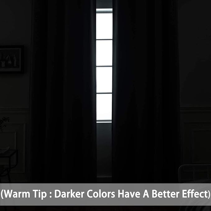 Yakamok Room Darkening Curtains 52x63 inch Length Dark Green-Living Room | 2 panels,grommet blackout window treatment,thermal insulated,light blocking drapes,privacy protection,bedroom dining room