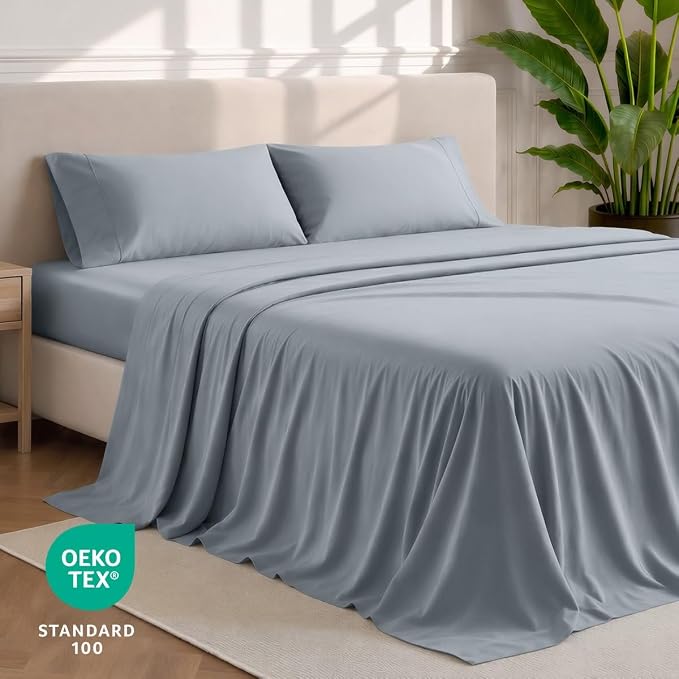 Bare Home Full Sheet Set - 1800 Ultra-Soft (Full, Steel Blue) | Deep Pockets 6 to 15 Inches, Breathable, Hypoallergenic, Hotel Luxury, Easy Fit, Soft, All-Season