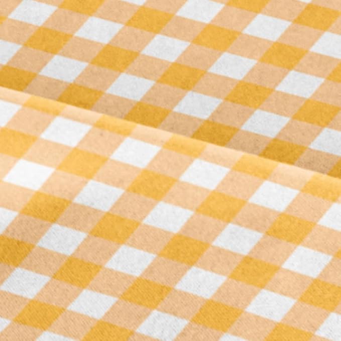 Cal King 4 Piece Striped Sheet Set - Breathable & Cooling - Orange Gingham | 1 Flat, 1 Fitted & 2 Pillowcases w/ Deep Pockets, Luxury Striped Bedding, Soft, Breathable & Cooling, Wrinkle & Fade Free