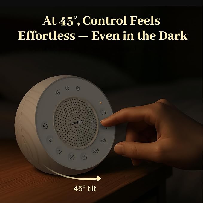 HOUSBAY Sound Machine White Noise for Sleep with Wood Grain | 31 Soothing Sounds, 5W Loud Stereo Sound, Auto-Off Timer, Adjustable Volume, Small Sleep Machine for Noise Canceling