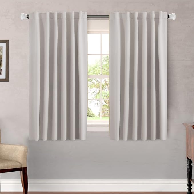 H.VERSAILTEX Blackout Curtains Thermal Insulated Window Treatment Panels Room Darkening Blackout Drapes for Living Room Back Tab/Rod Pocket Bedroom Draperies, 52 x 54 Inch, Stone, 2 Panels