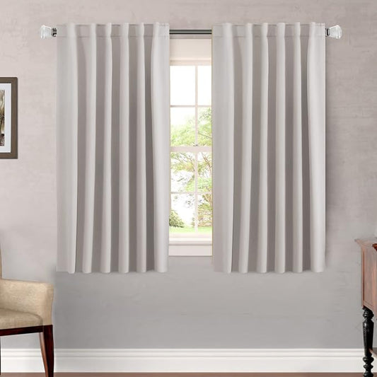 H.VERSAILTEX Blackout Curtains Thermal Insulated Window Treatment Panels Room Darkening Blackout Drapes for Living Room Back Tab/Rod Pocket Bedroom Draperies, 52 x 54 Inch, Stone, 2 Panels