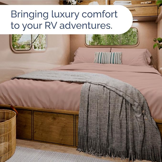 Short Queen Size 4 Piece Bed Sheet Set - RV Short Queen Sheets - Mauve | Ultra-Soft, Breathable & Cooling Bed Sheets Set with Deep Pockets, Hotel Luxury Bedding for Women & Men, Wrinkle & Fade Free