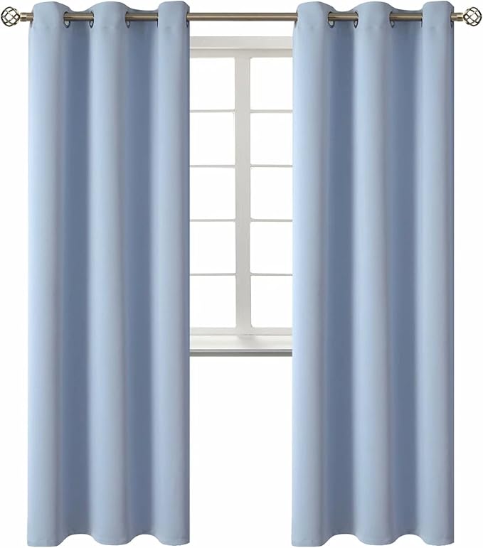 BGment Blackout Curtains for Living Room - Grommet Thermal Insulated Room Darkening Curtains for Bedroom, 2 Panels of 42 x 84 Inch, Spa Blue | Grommet Top, Light-Blocking, Sunblock, Thermal Insulated, Window Drapes for Bedroom, 42x84 Inch