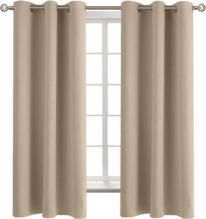 BGment Sand Room Darkening Curtains 63 Inch for Bedroom - 2 Panels | Grommet Top, Light-Blocking, Sunblock, Thermal Insulated, Window Drapes for Kids Boys Room, 42x63 Inch