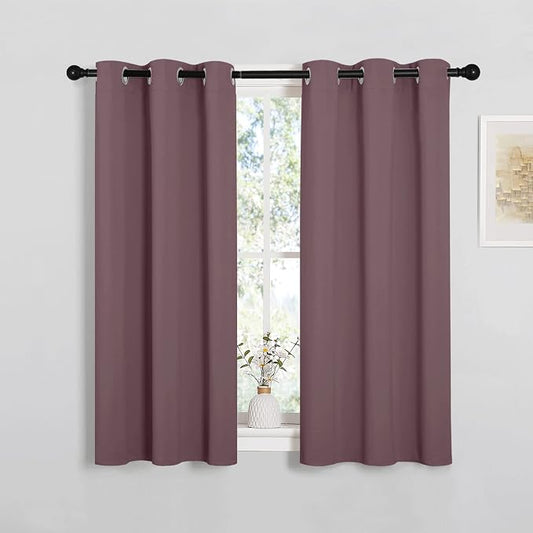 NICETOWN Bedroom Curtain Panels Blackout Draperies, Dry Rose, 1 Pair, 34 by 45-inch, Thermal Insulated Solid Grommet Blackout Curtains/Drapes | Blackout Draperies, Thermal Insulated Solid Grommet Blackout Curtains/Drapes