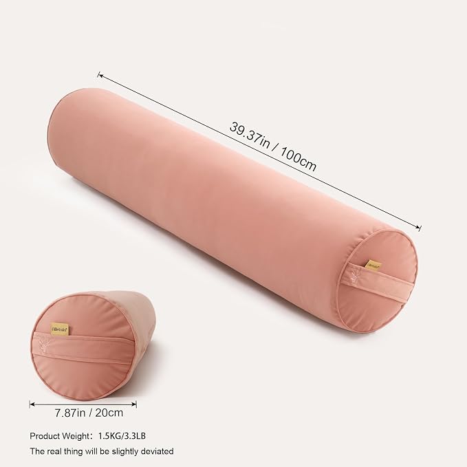 Body Pillow for Adults,Long Round Pillow,Big Cylindrical Pillow,Large Full Bolster Pillows for Side Sleepers (Blush Pink, 39.37"*7.87")