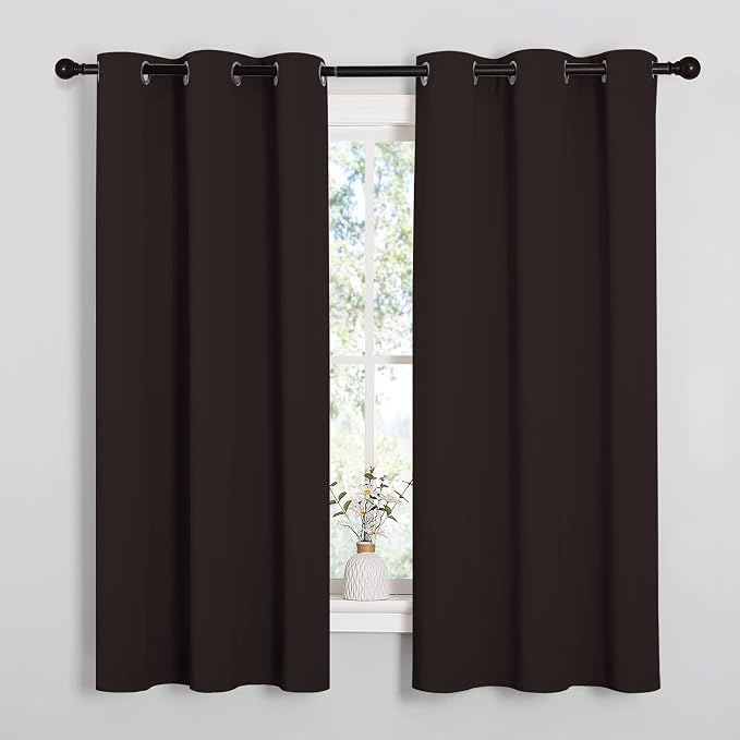 NICETOWN Triple Weave Blackout Curtains, 2 Panels, 42 x 63-in, Toffee Brown | Microfiber Energy Saving Thermal Insulated Solid Grommet Blackout Curtains for Bedroom