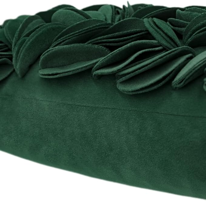 KINGROSE 3D Floral Throw Pillow Case Home Decorative Pillow Cover Soft Cushion Cover Sofa Couch Bed Living Room 12 x 20 Inches Dark Green