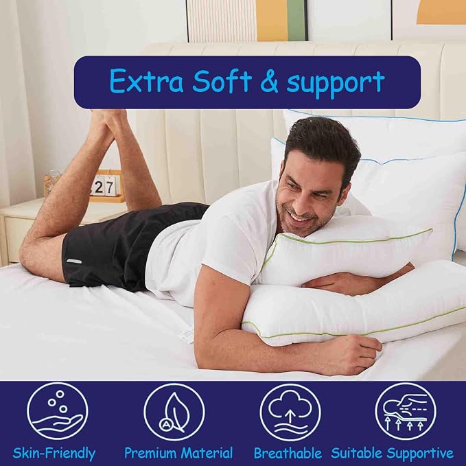 Bed Pillows Standard Size Set of 2,for Sleeping,Down Alternative Fill | Adjustable with Zipper,Soft Support for Side,Back and Stomach Sleepers,with Oeko-Tex Certified,Luxury Hotel Quality