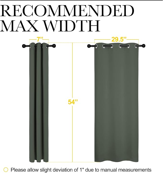 NICETOWN Dark Mallard Blackout Curtains for Kids Room 34" x 54" 2 Panels | Window Treatment Thermal Insulated Solid Grommet Drape Panels for Bedroom Living Room, Light Blocking Room Darkening Decor