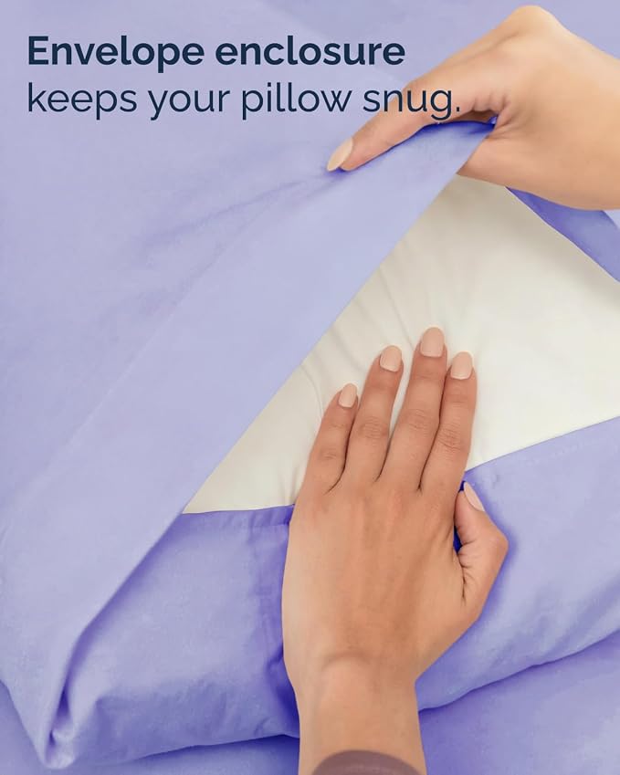 Twin XL 4 Piece Sheet Set - College Dorm Room Essentials - Lavender | Ultra Soft Dorm Bedding Set, 8" to 16" Inch Deep Pockets, 1 Flat & 1 Fitted Sheet & 2 Pillowcases, Wrinkle & Fade Free